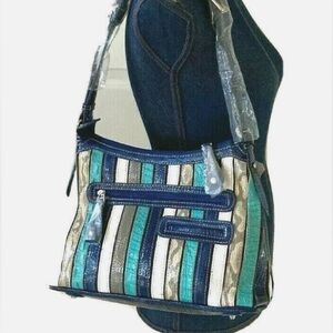 NWT! 100% Genuine Leather Stripe Bag